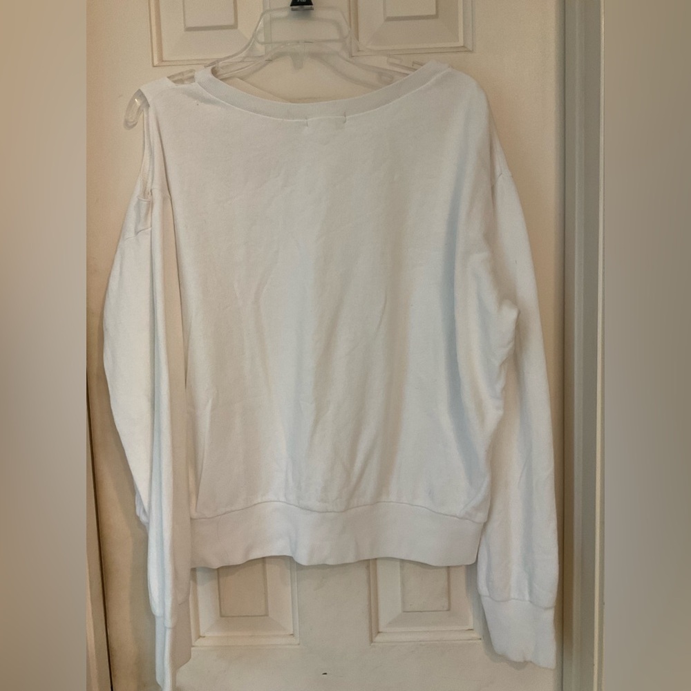 Planet Blue LNA Clothing Gator Cweatshirt, White, Long Sleeves, Cutouts, Sz S - Picture 9 of 11
